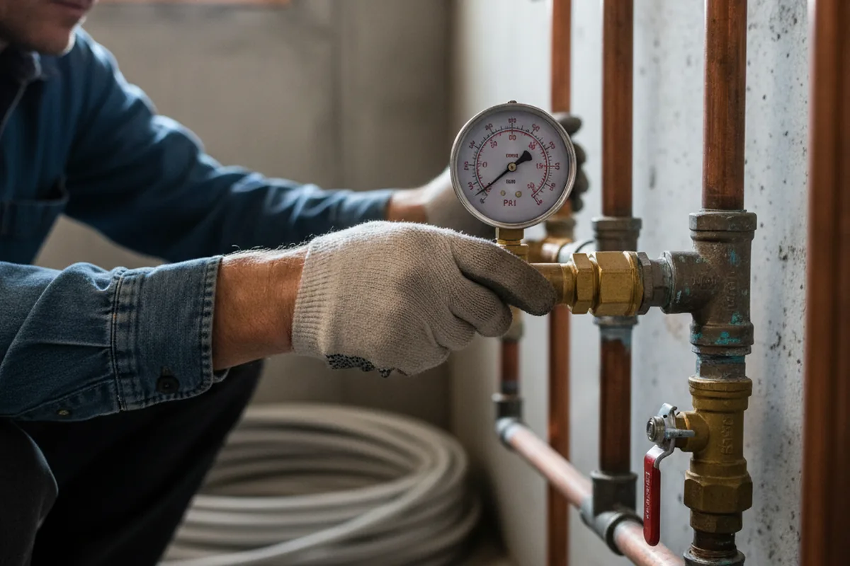 Pressure testing a repaired line during Water Line Repair in Proctor